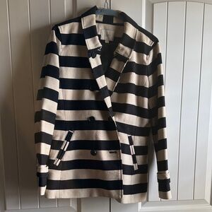 LOFT Navy and Beige Striped Blazer